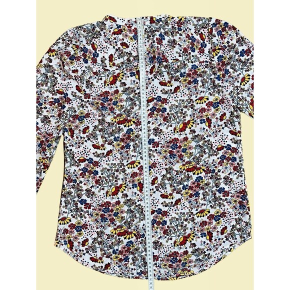 Talbots Floral Print Key Hole Neck With Ties Long Sleeve Blouse Women’s XS - Picture 11 of 12